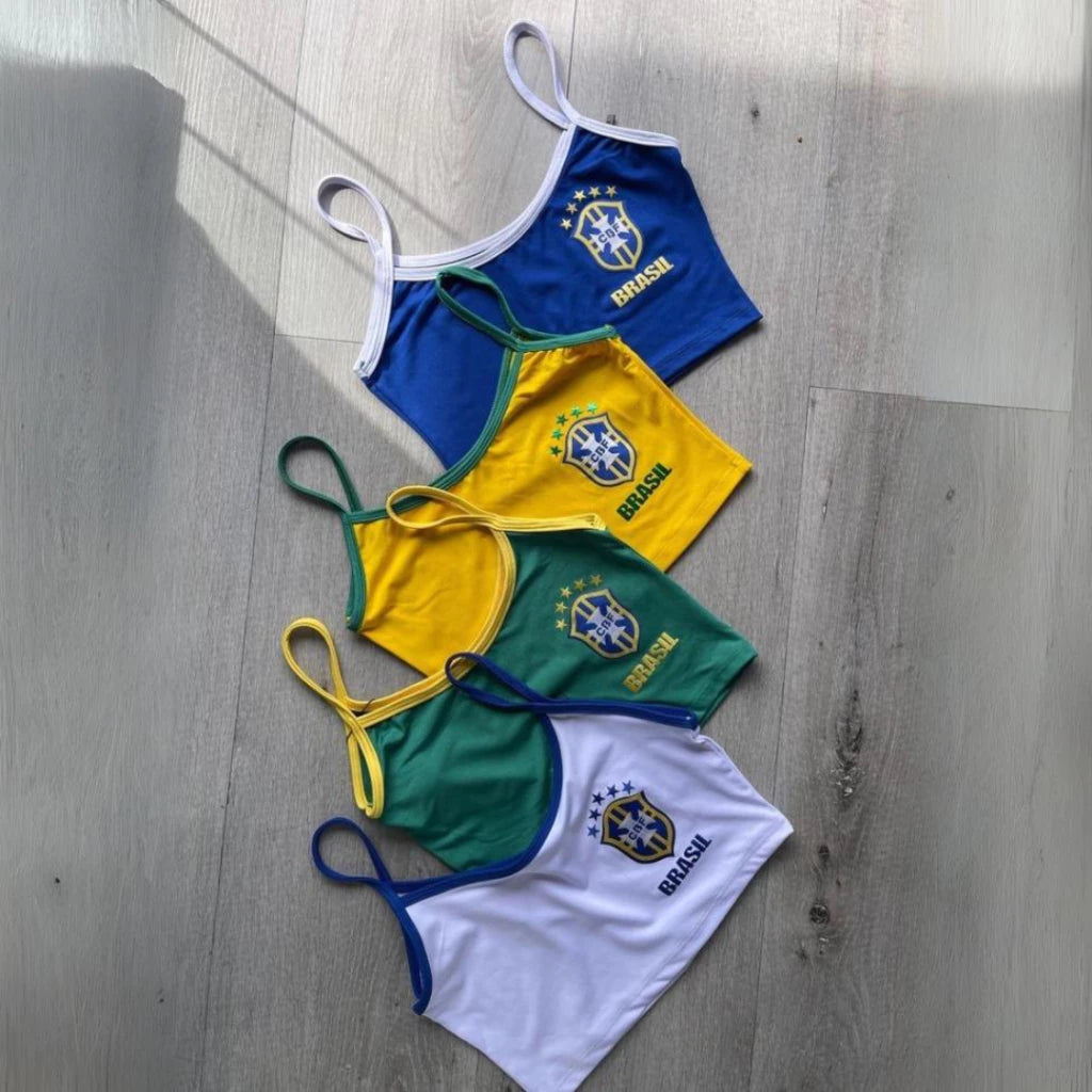 Cropped Regata Brasil Feminina Estampado Alta Qualidade